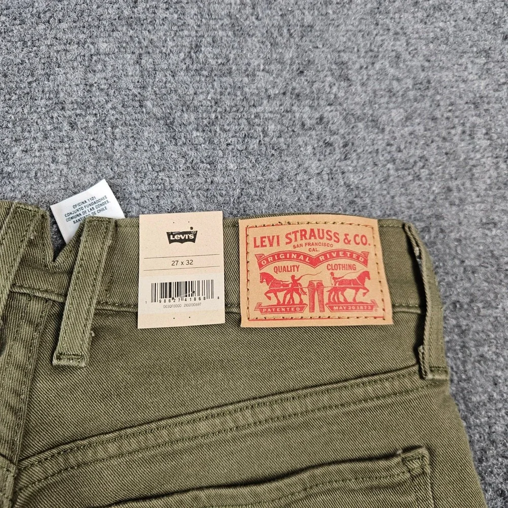 Levis 318 Shaping Wide Leg Pants Olive Green High Rise Stretch 27x32 NEW